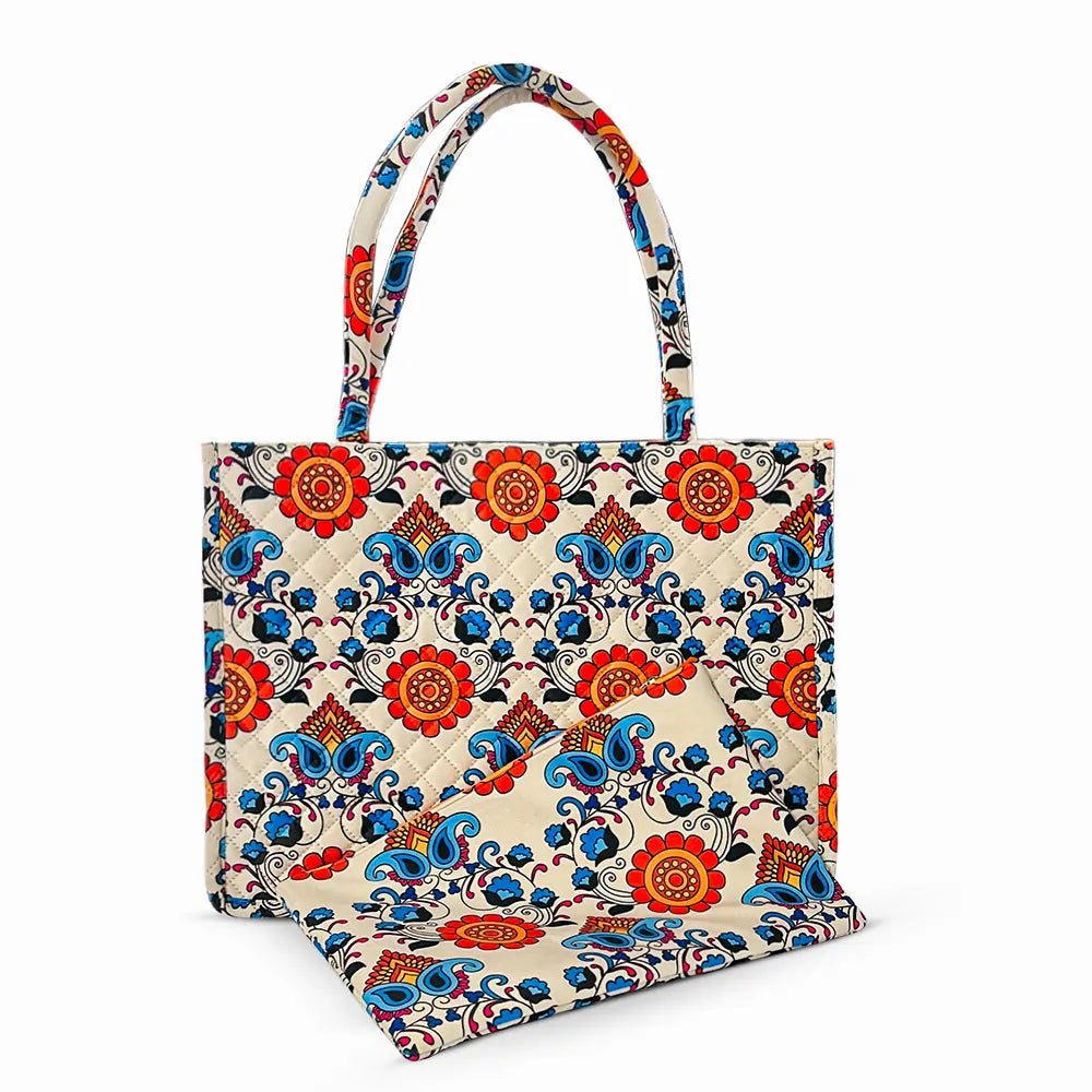 Orange Velvet Tote Bag & Pouch